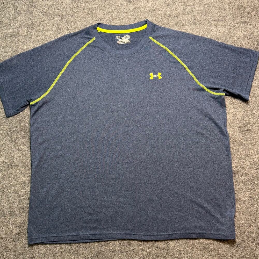 Under Armour‎ HeatGear Loose Blue Neon Athletic Shirt Men’s Size XL